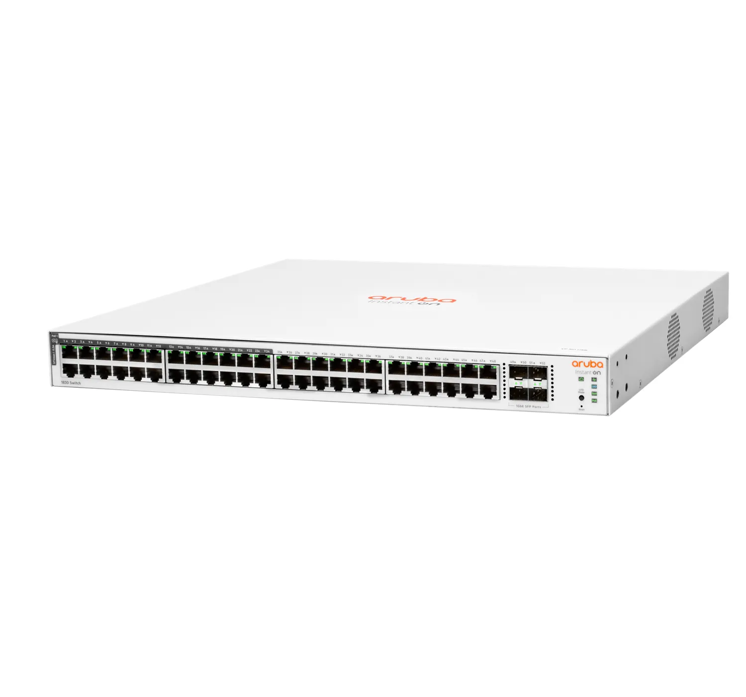 HPE Aruba Instant On 1830 48G 24p Class4 PoE 4SFP 370W Switch - Kytkin - smart - 24 x 10/100/1000 + 24 x 10/100/1000 (PoE+) + 4 x Gigabit SFP - työpöytä, räkkii
