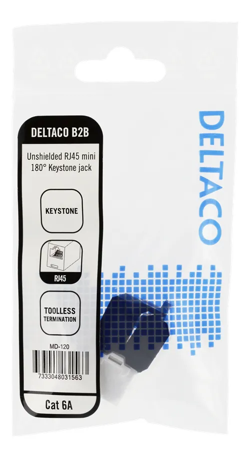 Cat6A jack 180 mini, unshielded, toolless, max 18mm wide, white