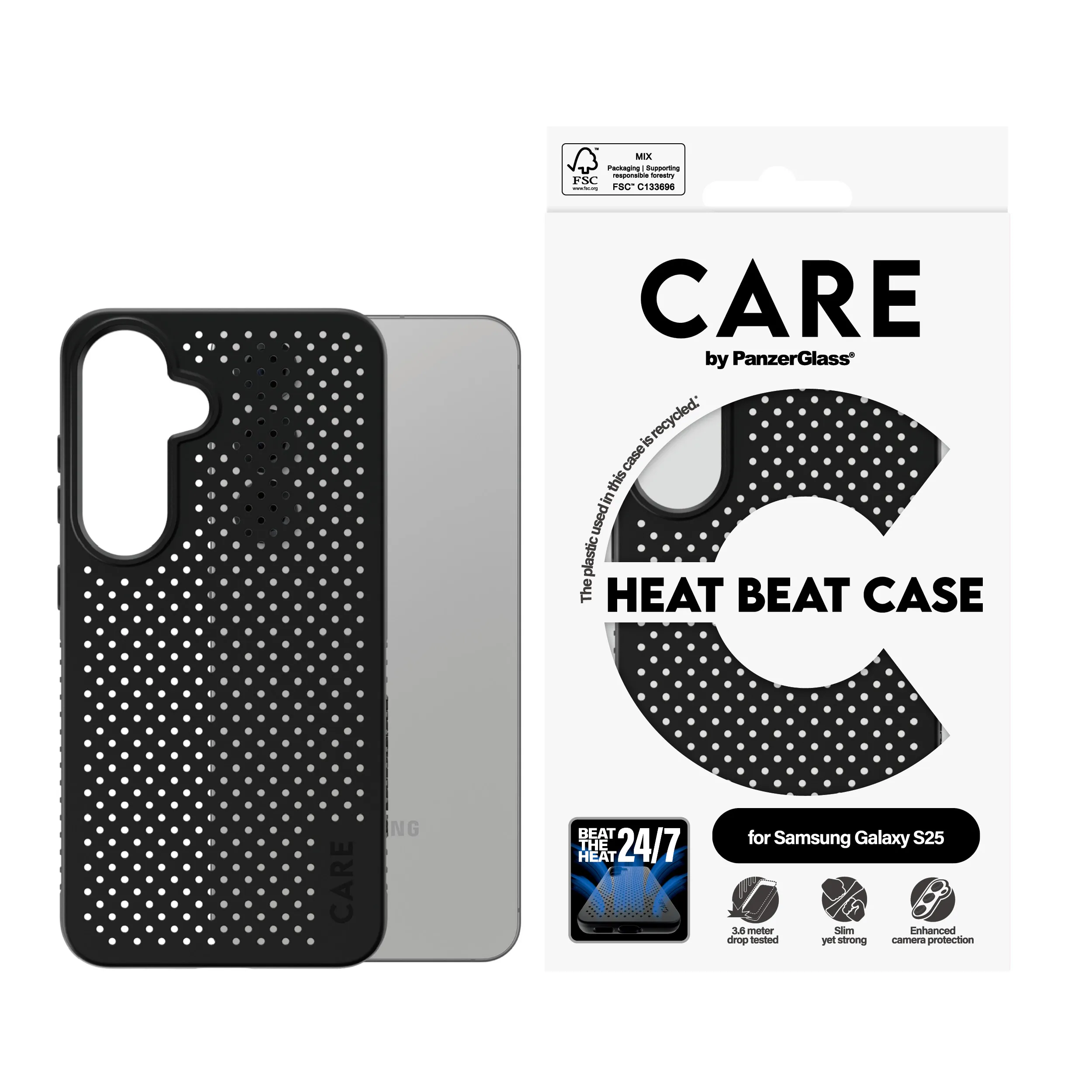Care by PanzerGlass Galaxy S25 Heat Beat Case, Black