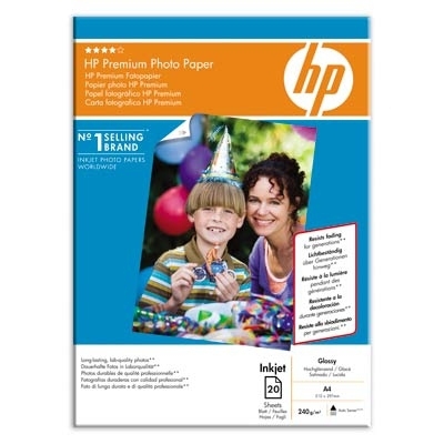 HP premium photo paper, glossy, 240 g/m2, A4, 20 sheets