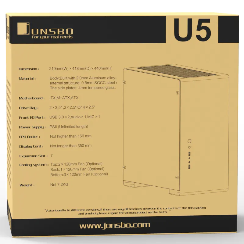 Jonsbo U5, Tempered Glass - midi case, silver
