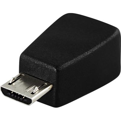 DELTACO USB-sovitin, USB Micro B uros - Mini B naaras, musta