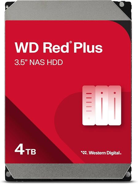 WD Red Plus 3.5&quot; 4 Tt, 5400 RPM, 128 MB, SATA III -kovalevy (NAS)