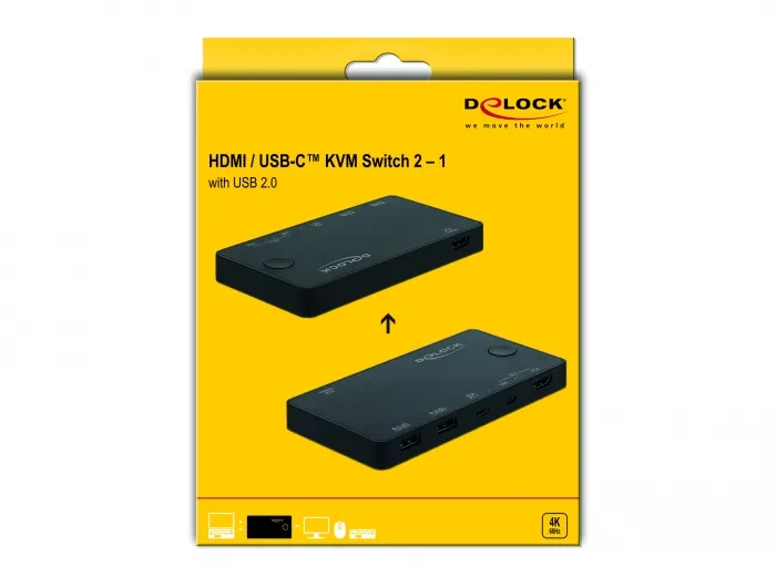 Delock HDMI / USB-C KVM Switch 4K 60 Hz with USB 2.0