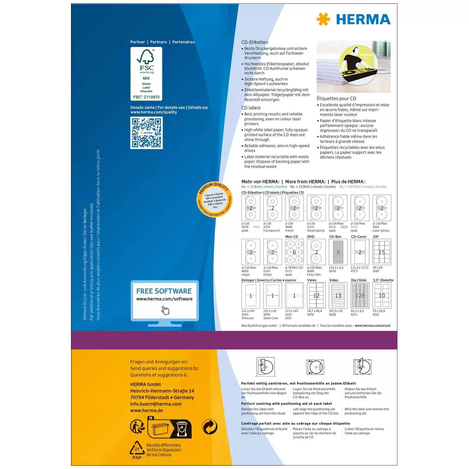 Herma label Special CD &oslash;116 (200)