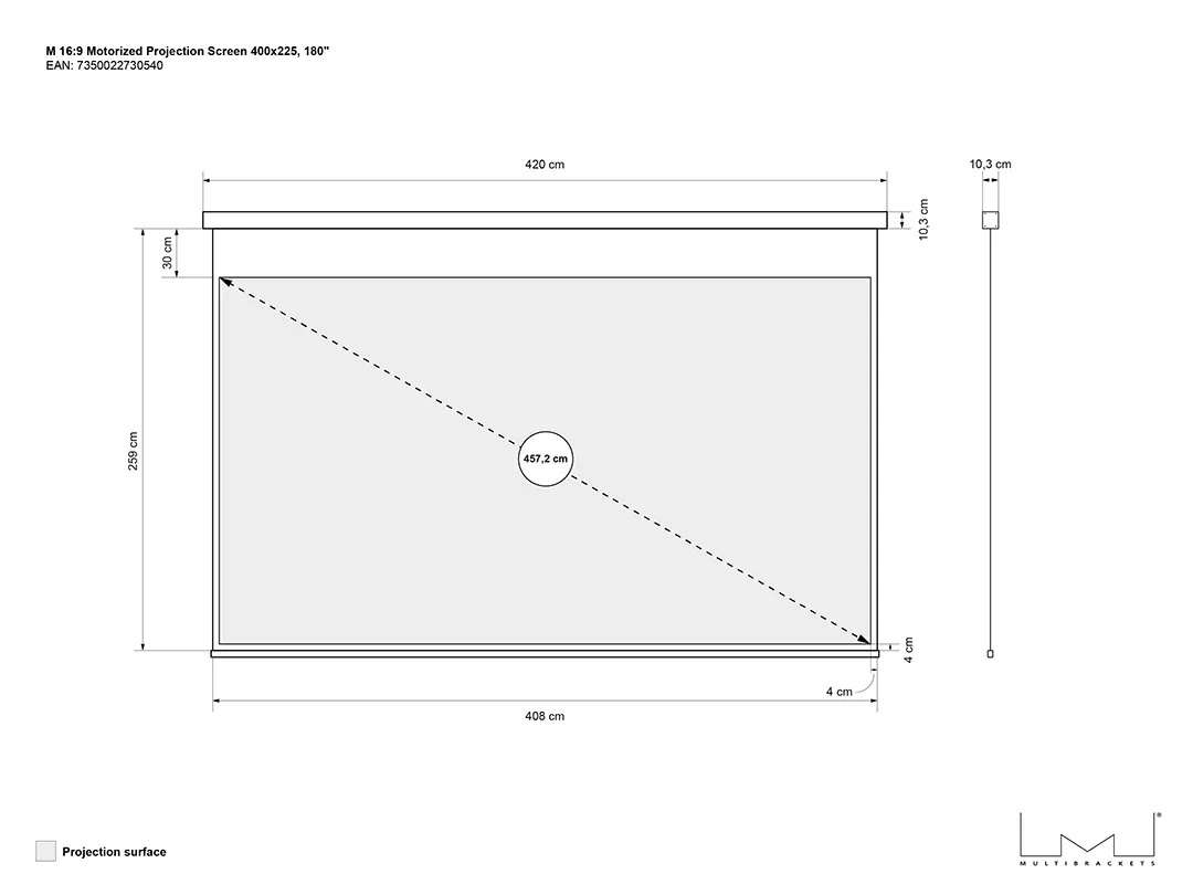 16:9 Motorized Projection Screen Deluxe 180&quot;