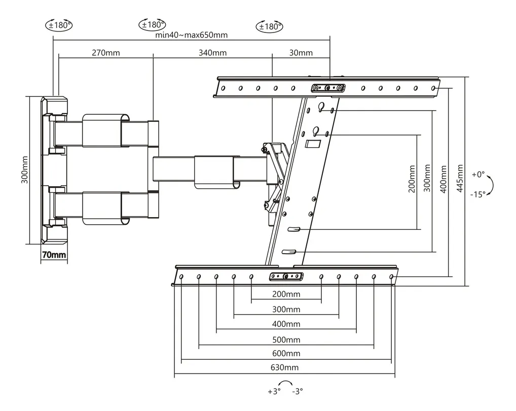 Multibrackets M VESA Flexarm Thin - Asennuspakkaus (kallistuva nivelvarsi, full motion -asennus) tuotteelle LCD-n&auml;ytt&ouml; - musta -n&auml;yt&ouml;n koko: 37"-55"