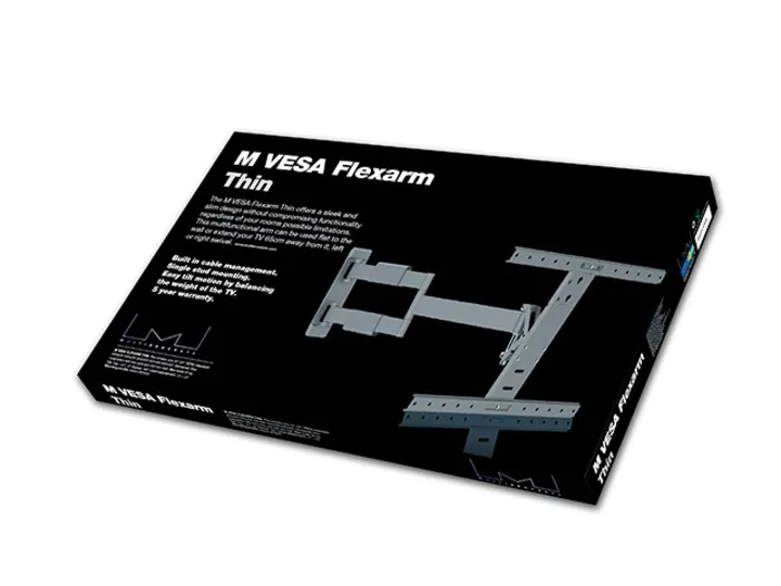 Multibrackets M VESA Flexarm Thin - Asennuspakkaus (kallistuva nivelvarsi, full motion -asennus) tuotteelle LCD-n&auml;ytt&ouml; - musta -n&auml;yt&ouml;n koko: 37"-55"
