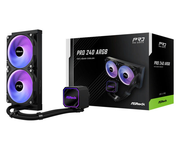 ASRock Pro 240mm ARGB -nestejäähdytin, musta