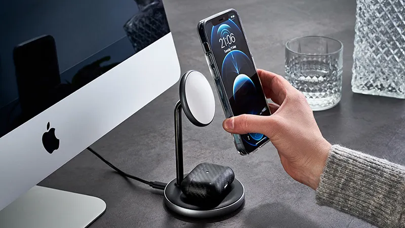 Epico Magnetic 2in1 Wireless Charger (MagSafe compatible) 15W/10W/7,5W + 18W QC - black