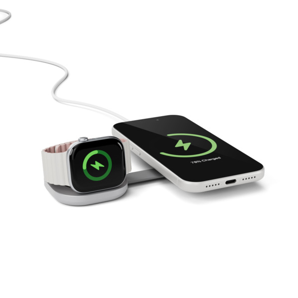 Epico UltraBase Qi2 25W 2in1 Fold Metal Mag+ Wireless Charger EF35 | Silver | Protective  &  Travel Pouch Included