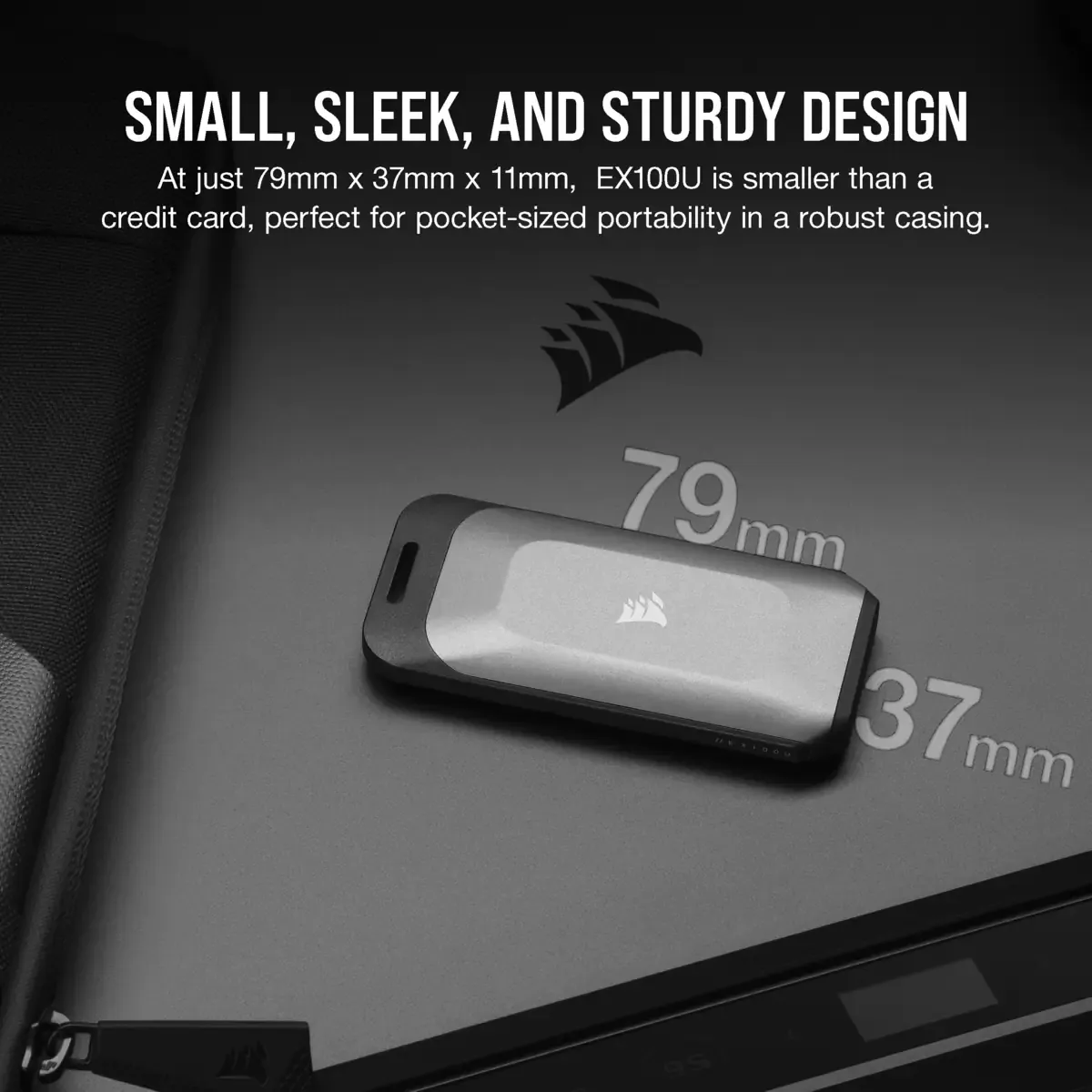 Corsair EX100U 4 Tt USB-C -ulkoinen SSD, Musta
