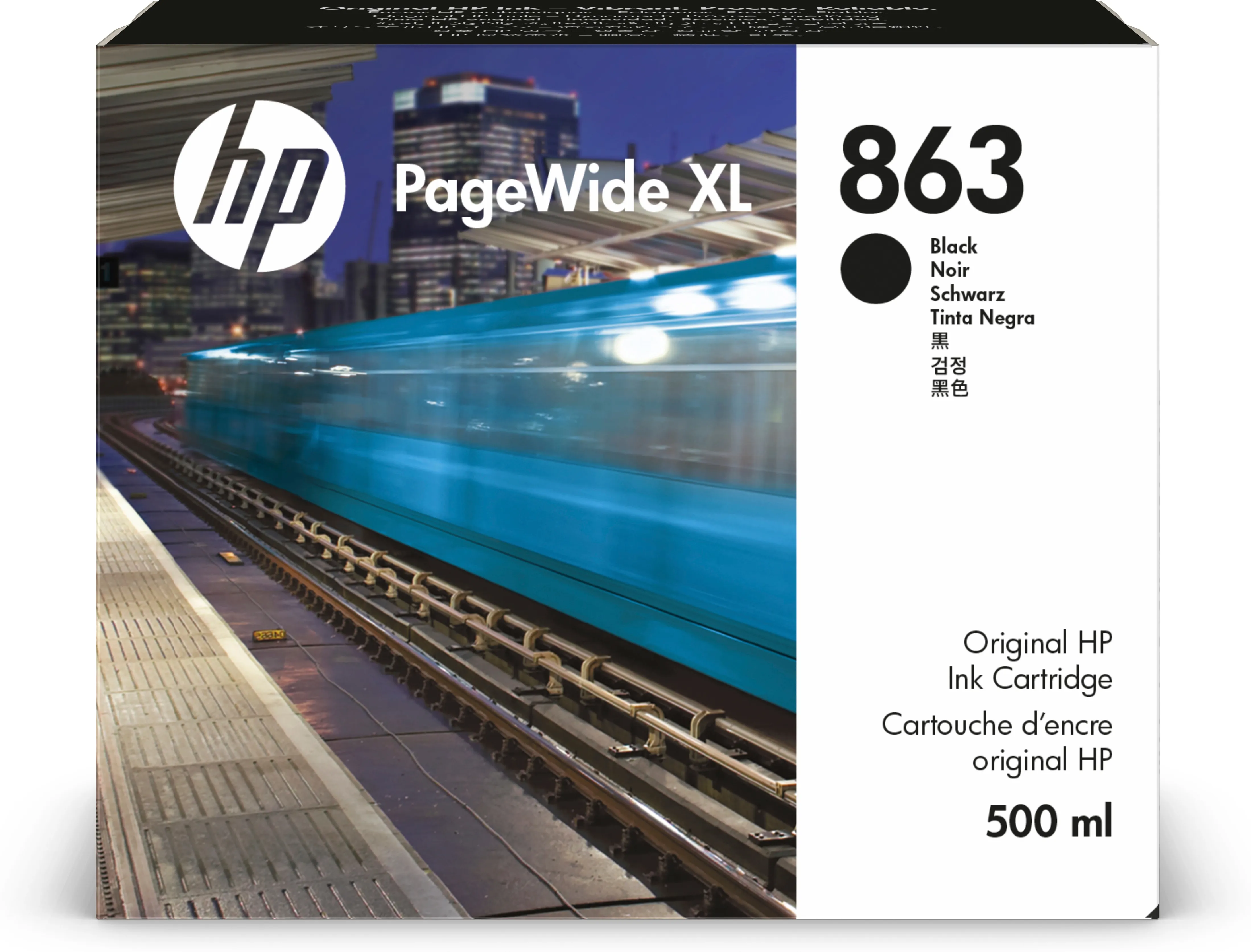 HP PageWide XL 863 bl&auml;ckpatron, 500 ml, svart