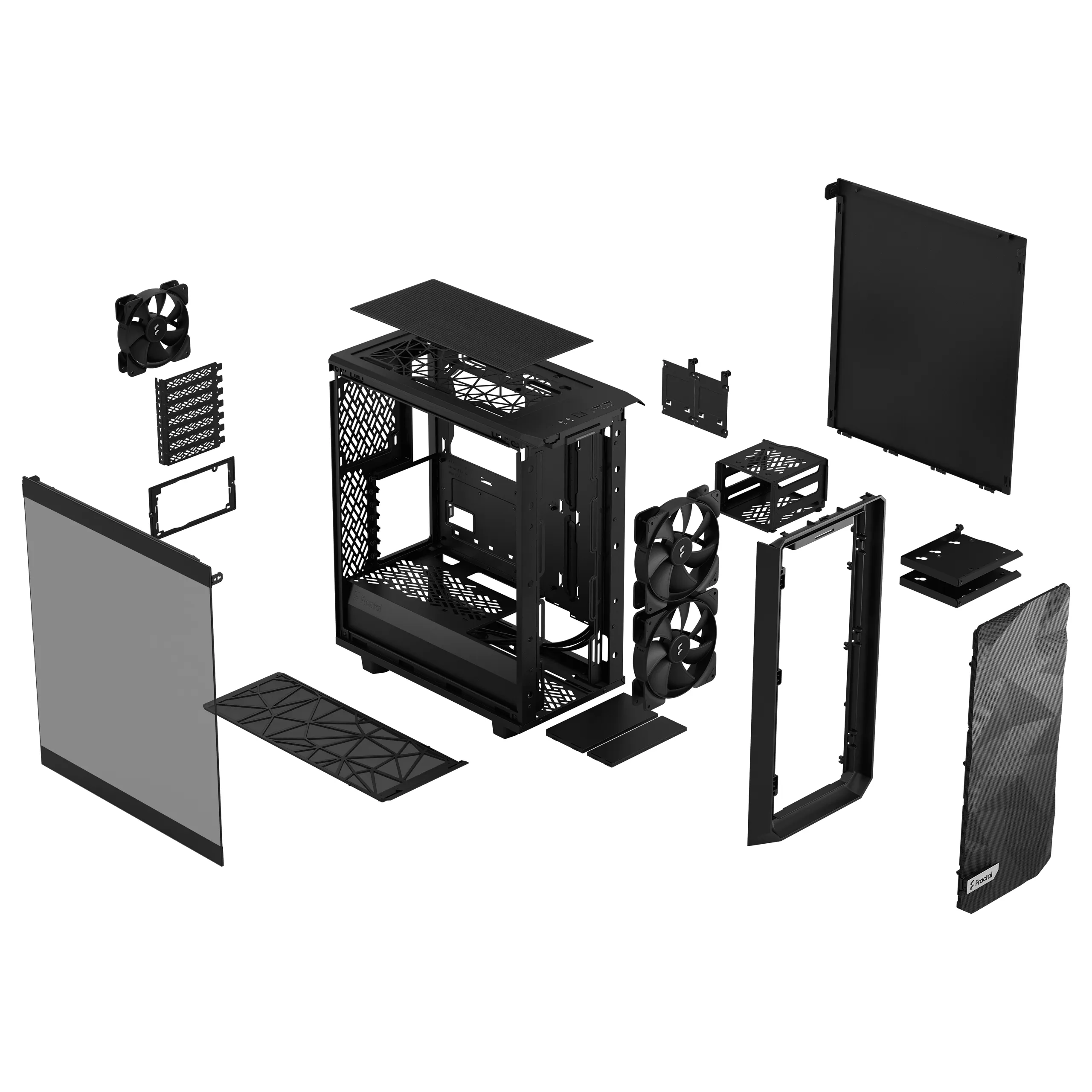 Fractal Design Meshify 2 Compact Lite - Mid Tower case with window, Black / Light Tint Fractal Design Meshify 2 Compact Lite - Mid Tower case with window, Black / Light Tint