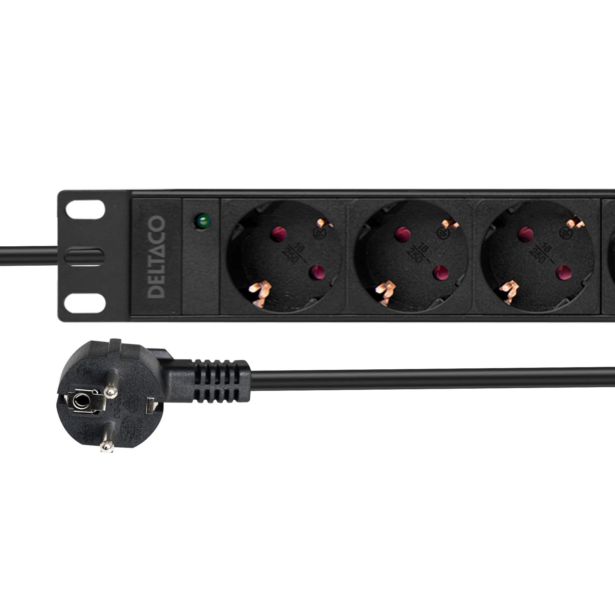 Deltaco GT-8634 9 outlets Power Strip, 3m, Black