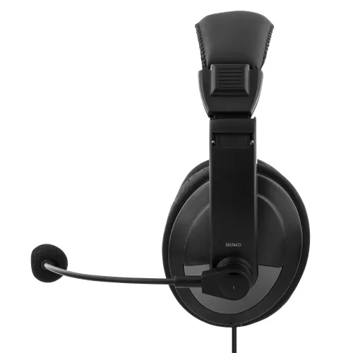 Deltaco Usb Stereo -kuulokkeet mikrofonilla, musta