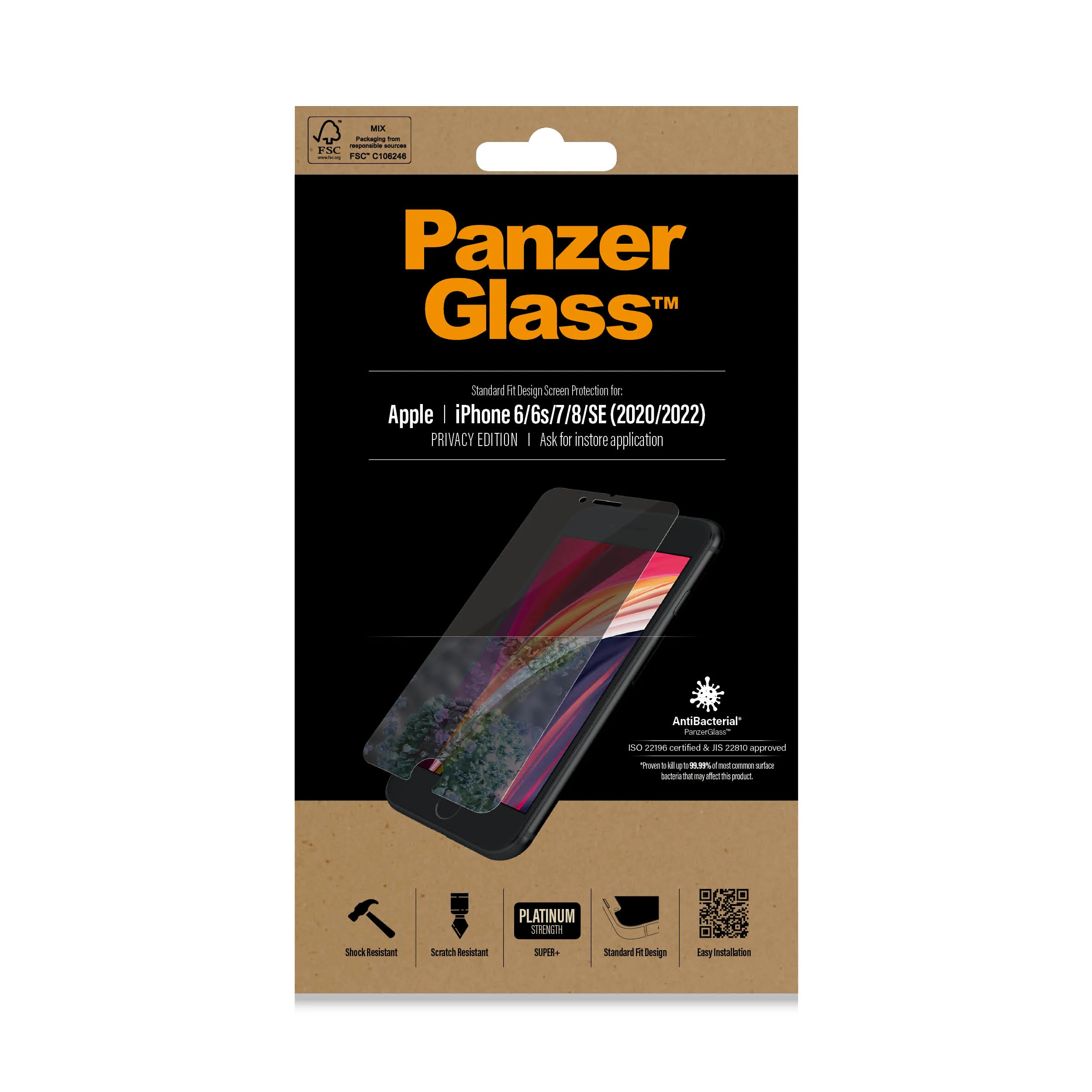 PanzerGlass iPhone 6/6S/7/8/SE - Screen Glass (Privacy)
