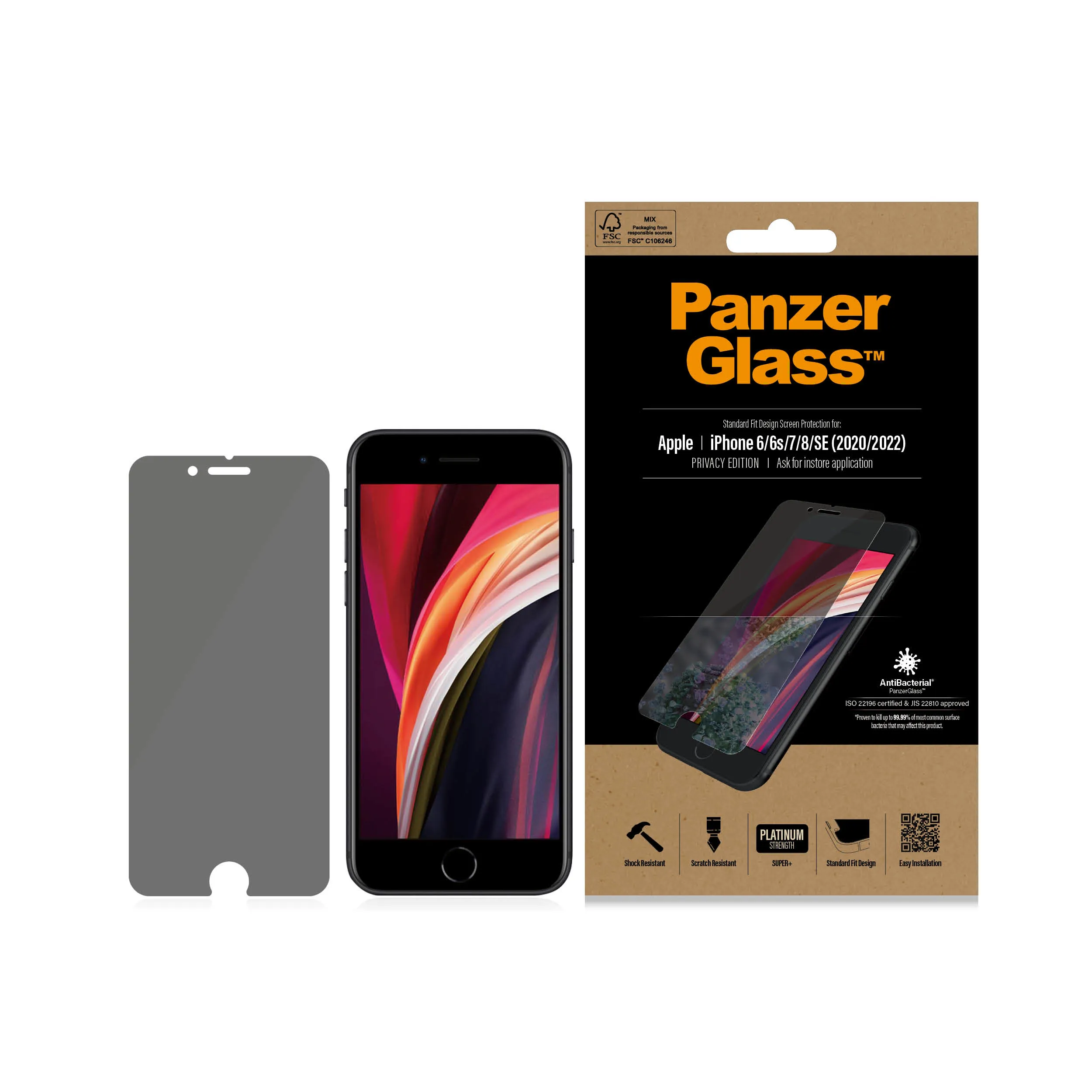 PanzerGlass iPhone 6/6S/7/8/SE - sk&auml;rmskydd (Privacy)