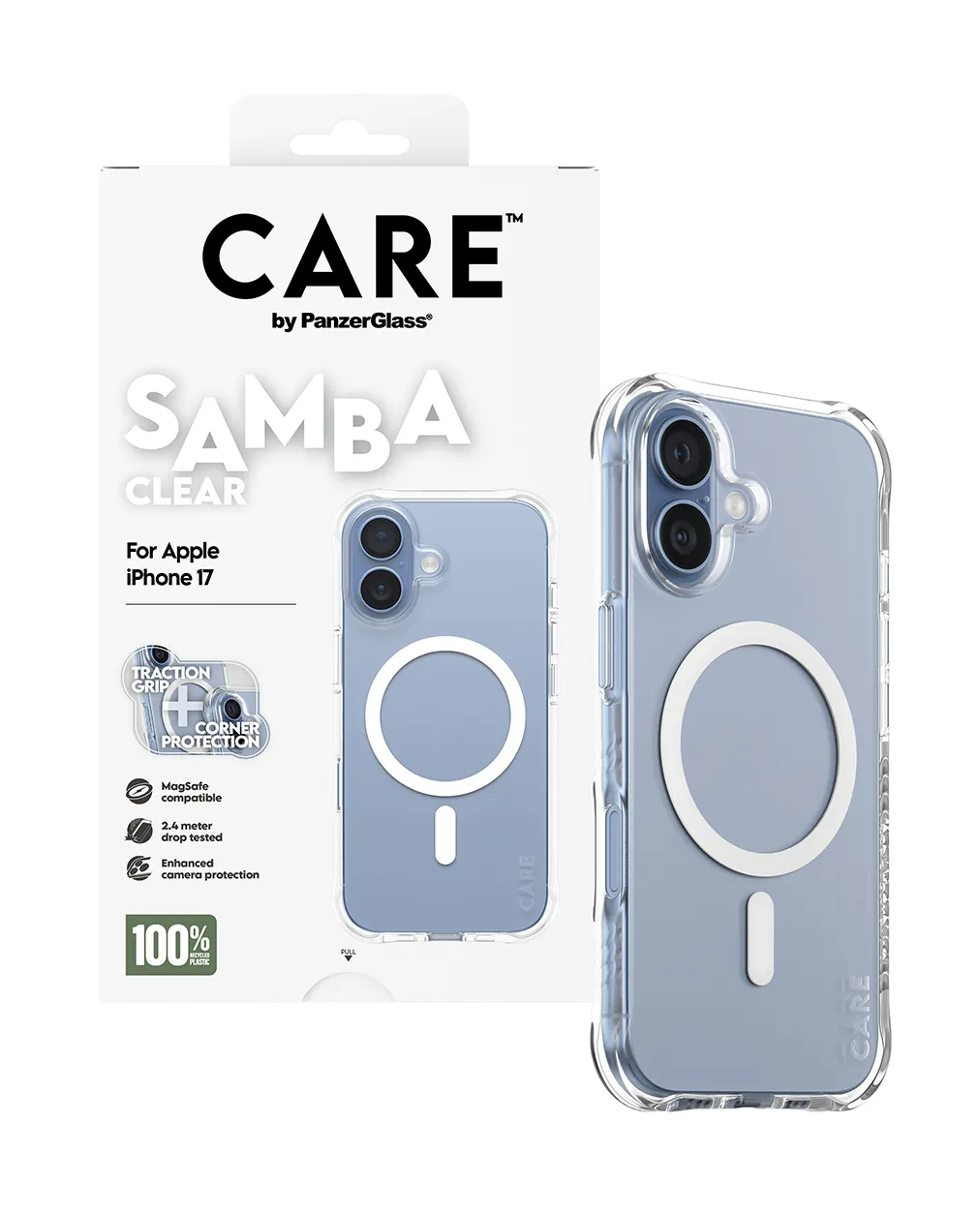 PanzerGlass CARE Samba MagSafe Case for iPhone 17, Clear