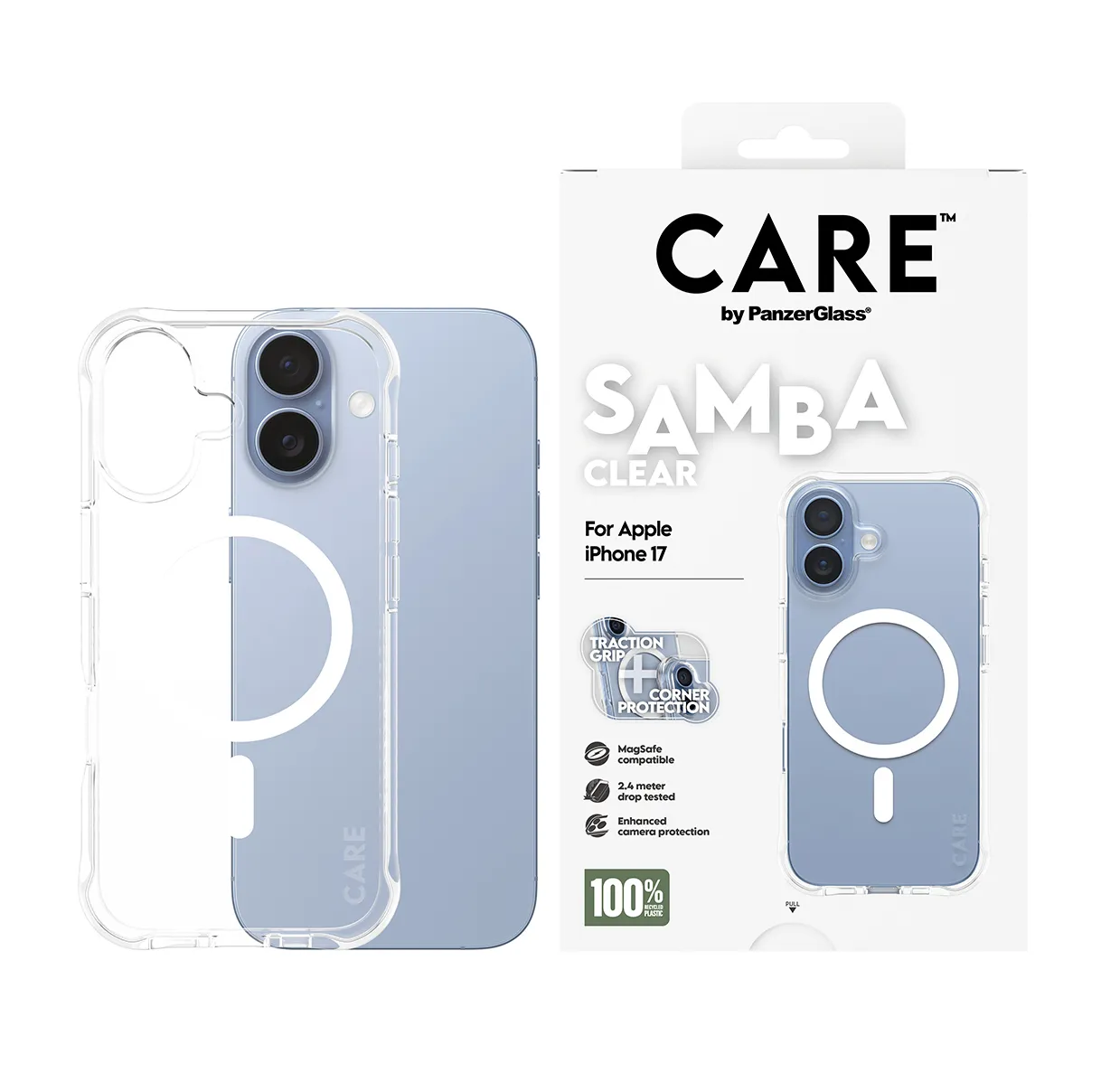 PanzerGlass CARE Samba MagSafe Case for iPhone 17, Clear