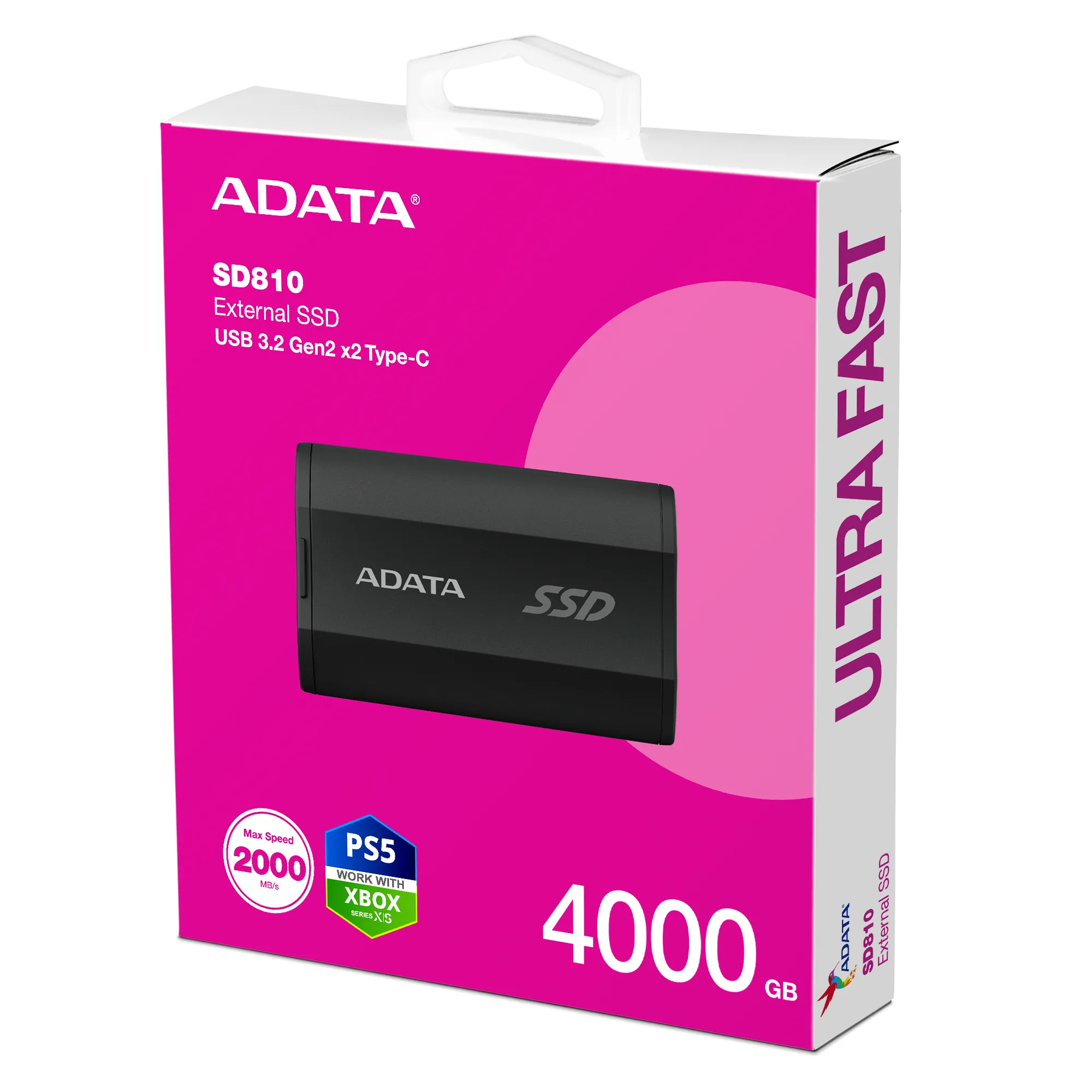 ADATA SD810 4TB USB-C - External SSD, Black