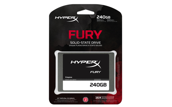 KINGSTON 240GB HyperX FURY SSD SATA3 2.5in 7mm height w/Adapter - SSD- levy
