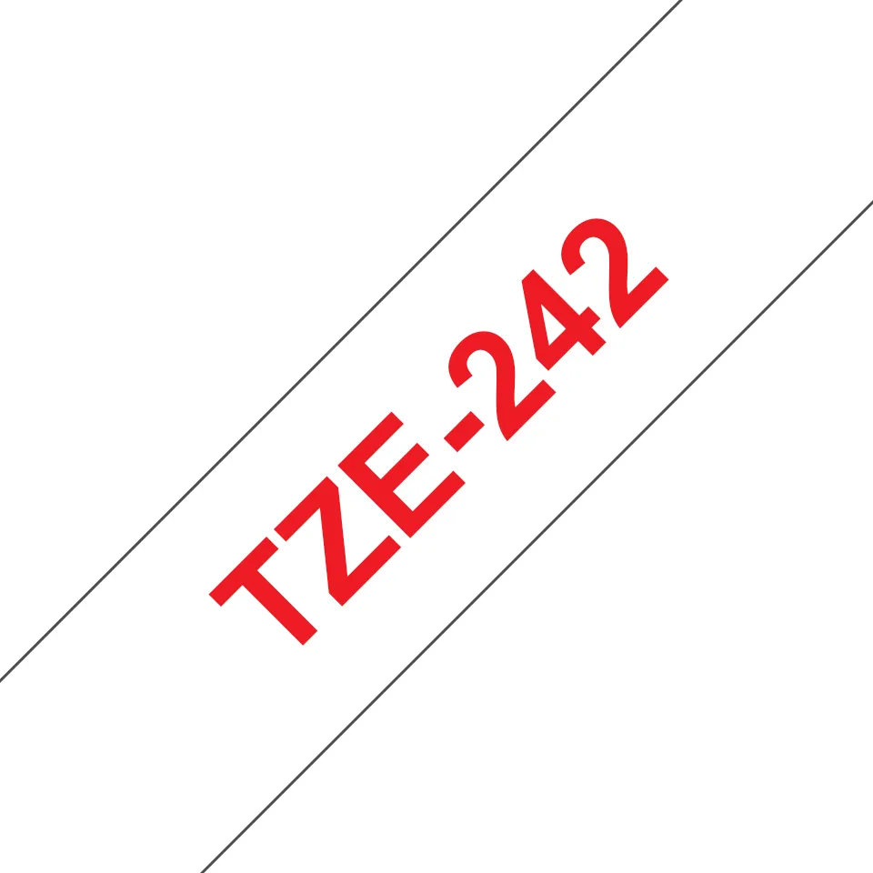 BROTHER TZE242 18 RED ON WHITE