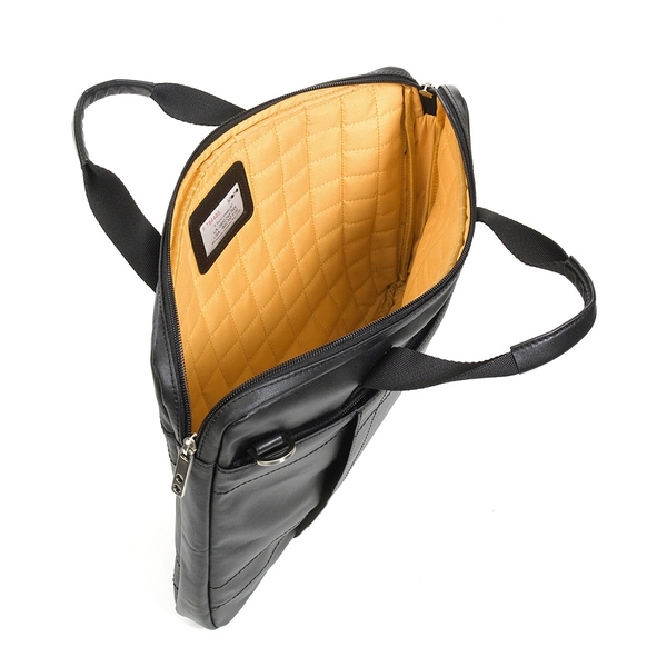 Knomo Lincoln Slim Canvas Briefcase 13&quot;, Black Matte