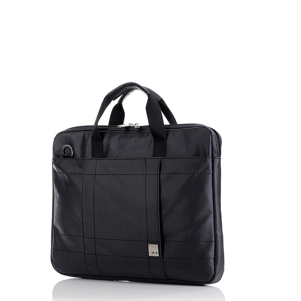 Knomo Lincoln Slim Canvas Briefcase 13&quot;, Black Matte