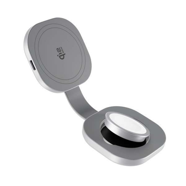 Epico UltraBase Qi2 25W 2in1 Fold Metal Mag+ Wireless Charger EF35 | Silver | Protective  &amp;  Travel Pouch Included