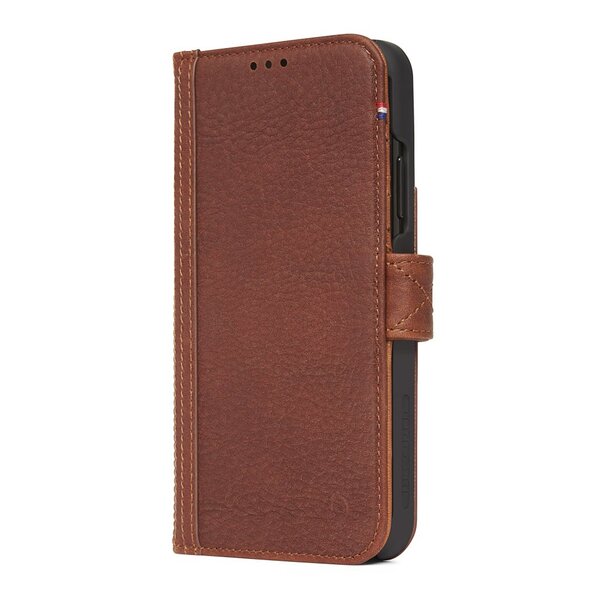 Decoded - Leather Card Wallet Case Magnet for iPhone Xr Brown