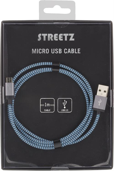 Streetz USB-A - Micro-USB B - cable, 1 m, Blue