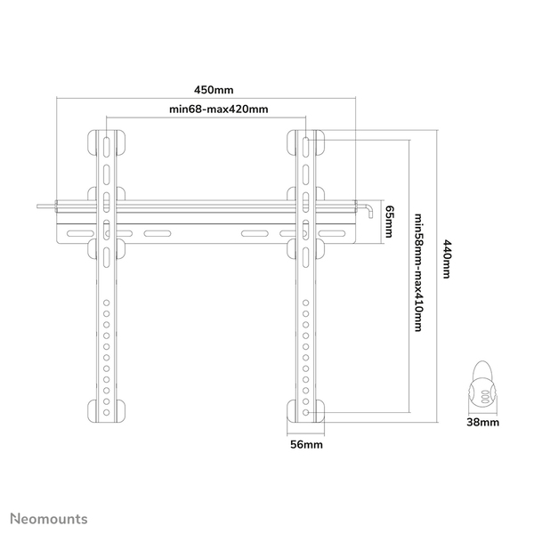 NEWSTAR Wall Mount 23-52Inch Lock 50 kg Fixed Black
