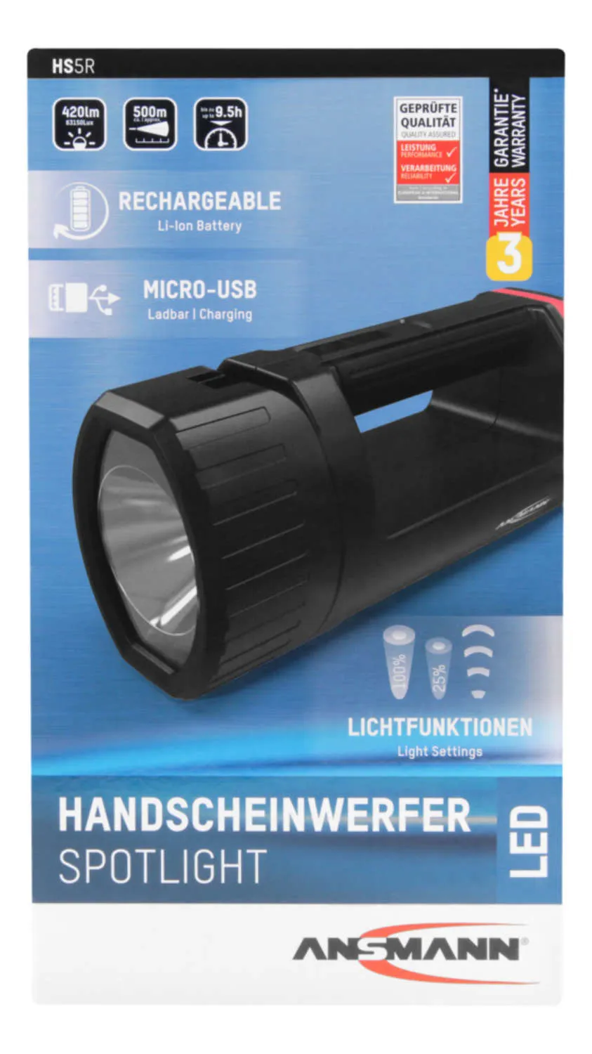 Hs5R Black Hand Flashlight Led