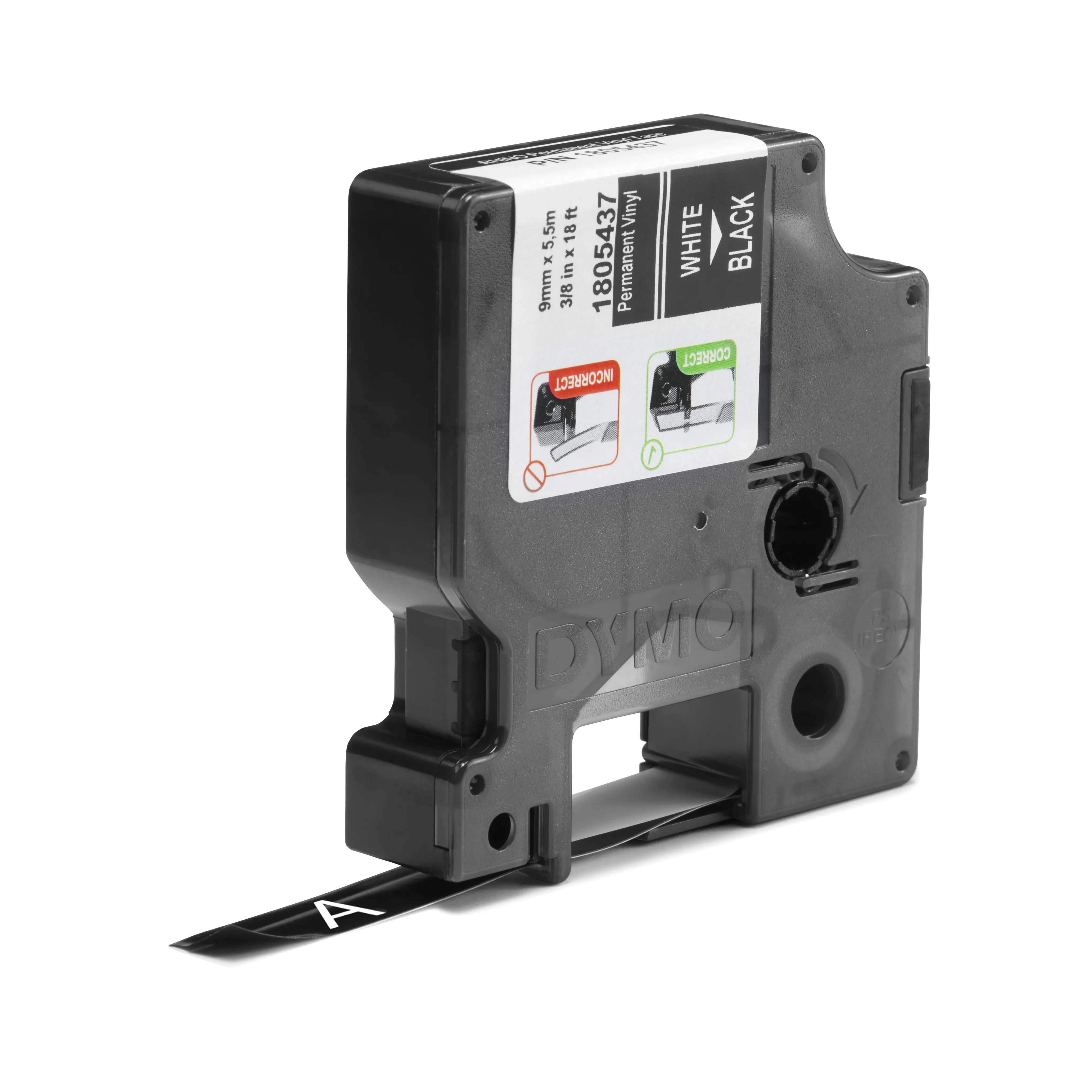 Tape Rhino 9mmx5,5m vinyl white/black