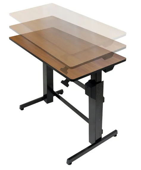 ERGOTRON WorkFit-D, Cherry Wood Grain sit stand workstation height adjustment by 51 cm workspace of 60cm x 121cm