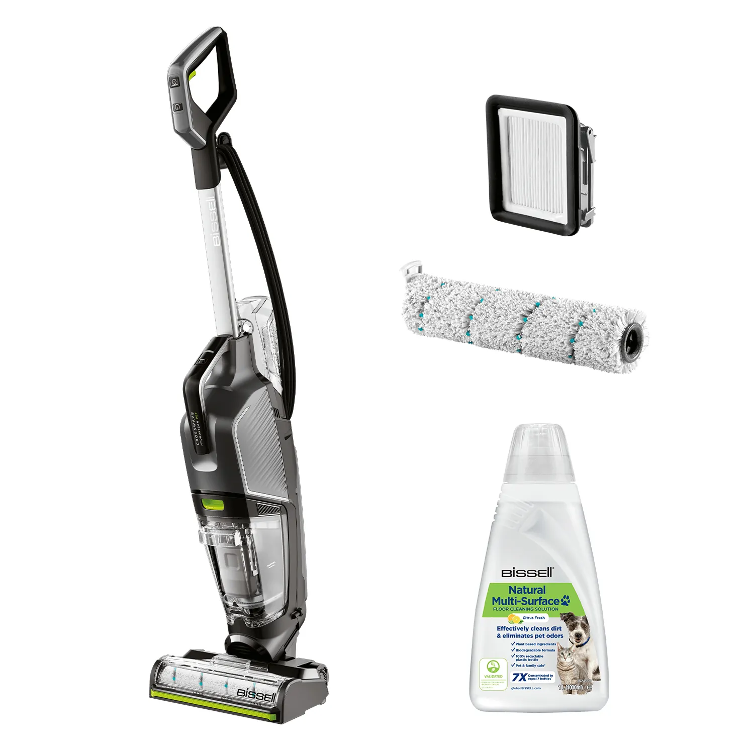 BISSELL CrossWave HydroSteam Pet Select 3527N Wet and dry vacuum cleaner, Grey