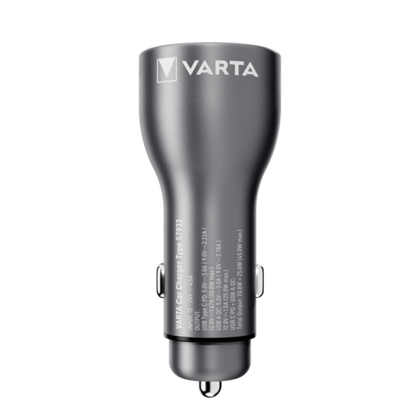 Varta Quick Charge, PD 45W USB-C + USB-A - car charger