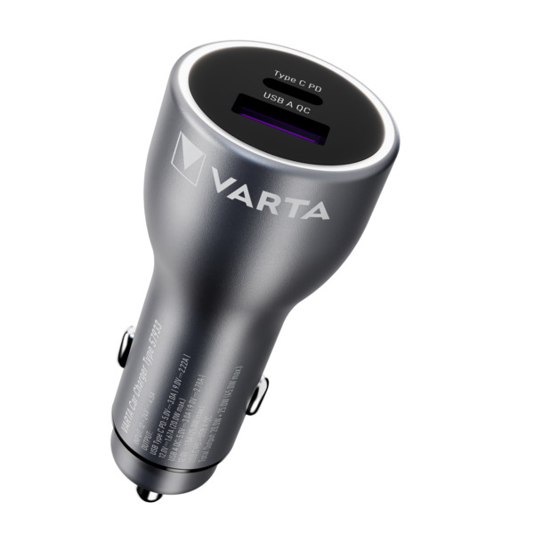 Varta Quick Charge, PD 45W USB-C + USB-A -autolaturi