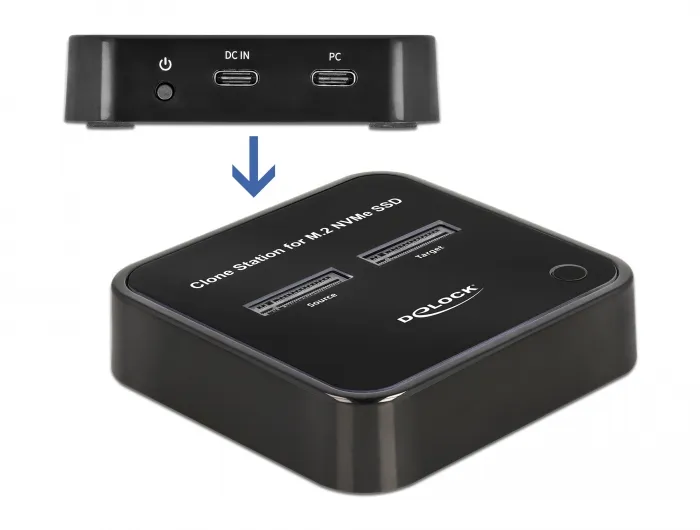 Delock M.2 Docking Station for 2 x M.2 NVMe PCIe SSD with Clone functi