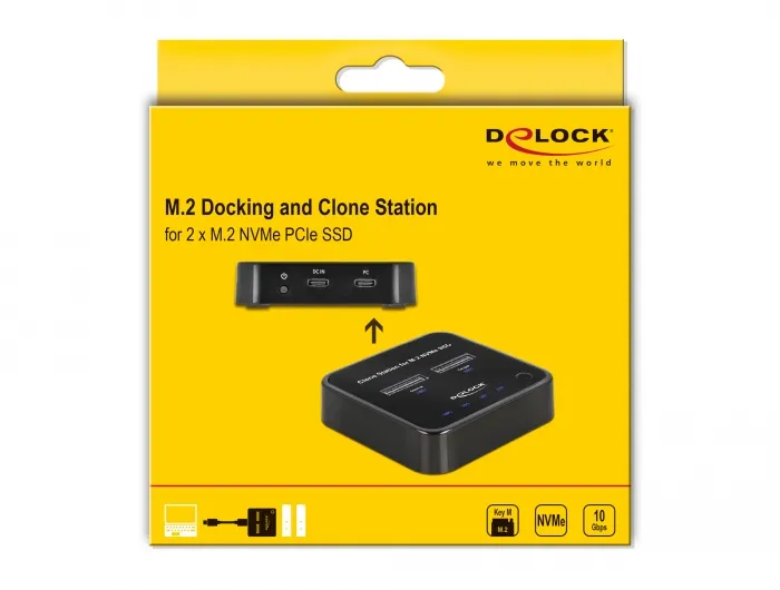 Delock M.2 Docking Station for 2 x M.2 NVMe PCIe SSD with Clone functi