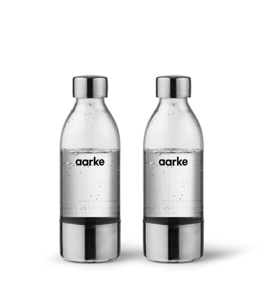 Aarke PET Water bottle -hiilihapotuspullot, 450ml, Polished Steel (2kpl)