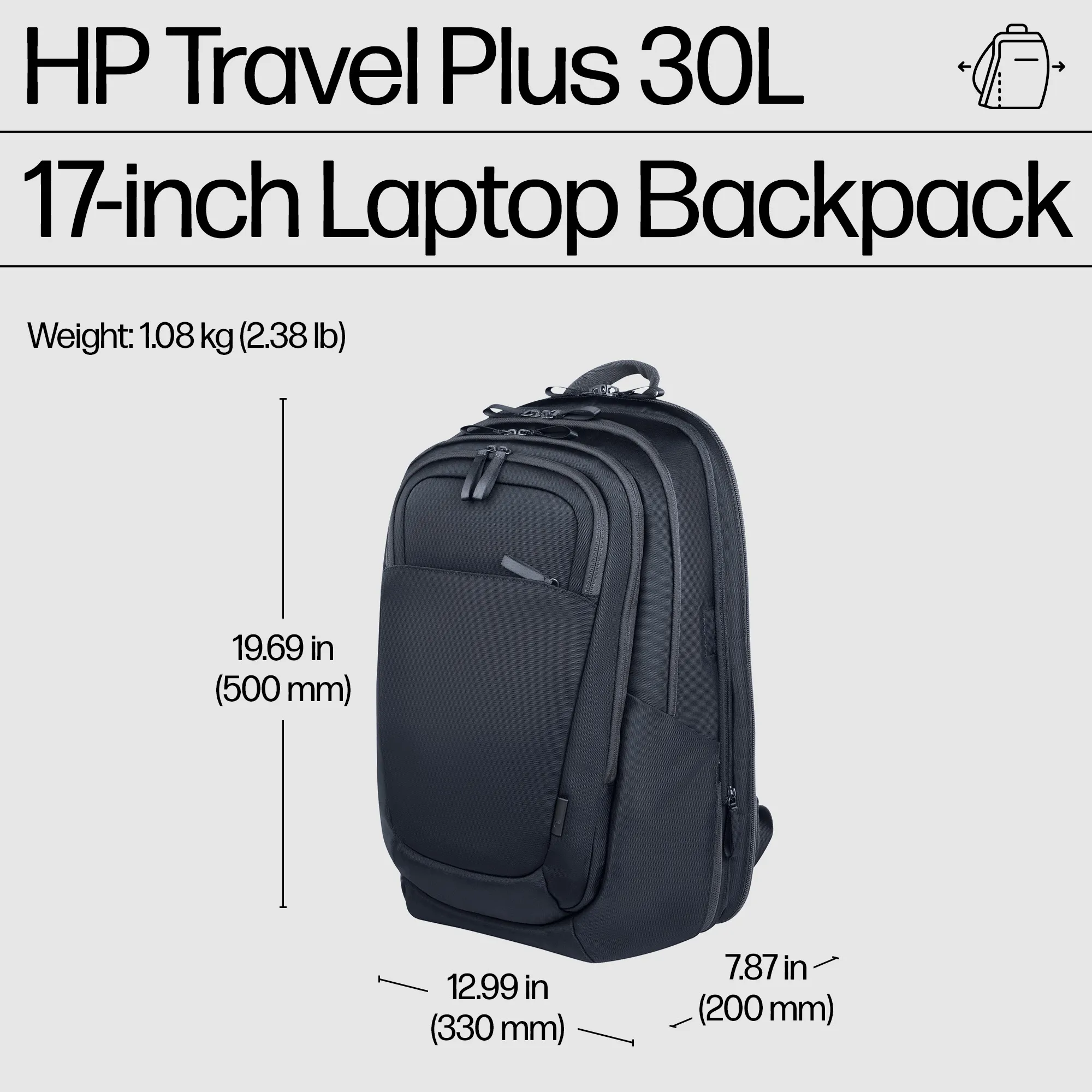 HP 17" Travel Plus 30L - backpack, Blue/Graphite