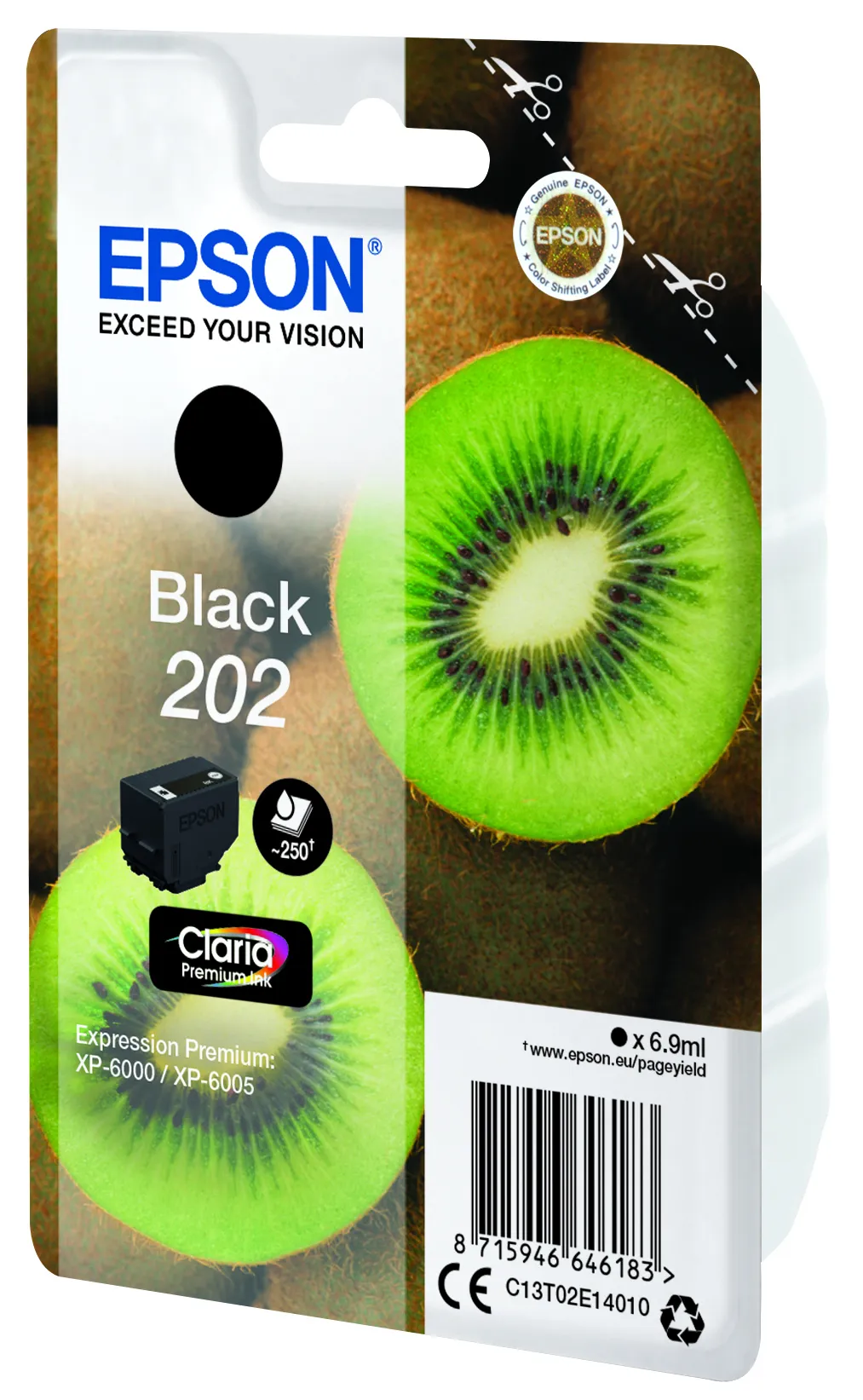 Epson 202 Kiwi -mustekasetti, 6.9 ml, musta