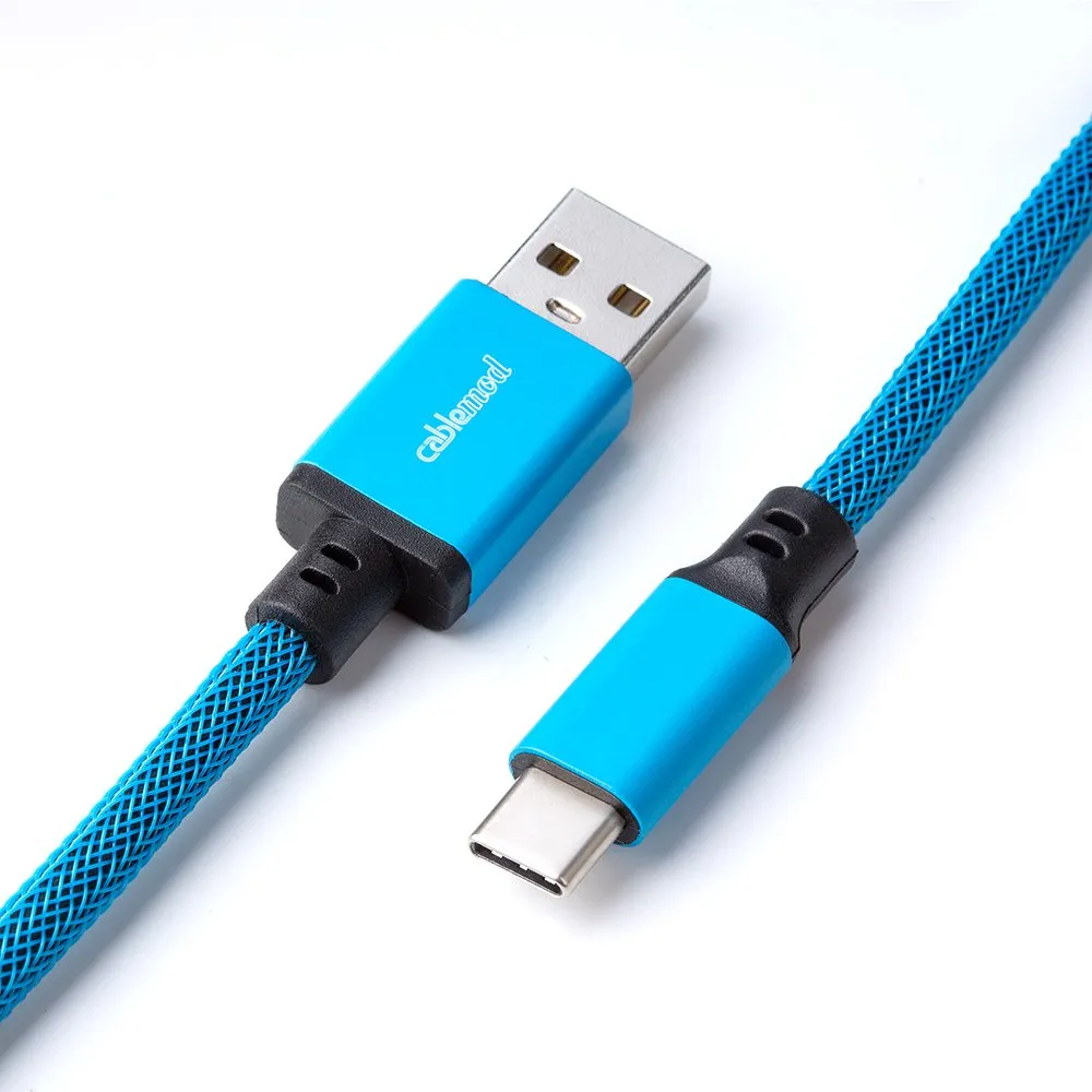CableMod Classic Coiled Keyboard Cable, USB A -> USB Type C, 150cm, Midnight Black