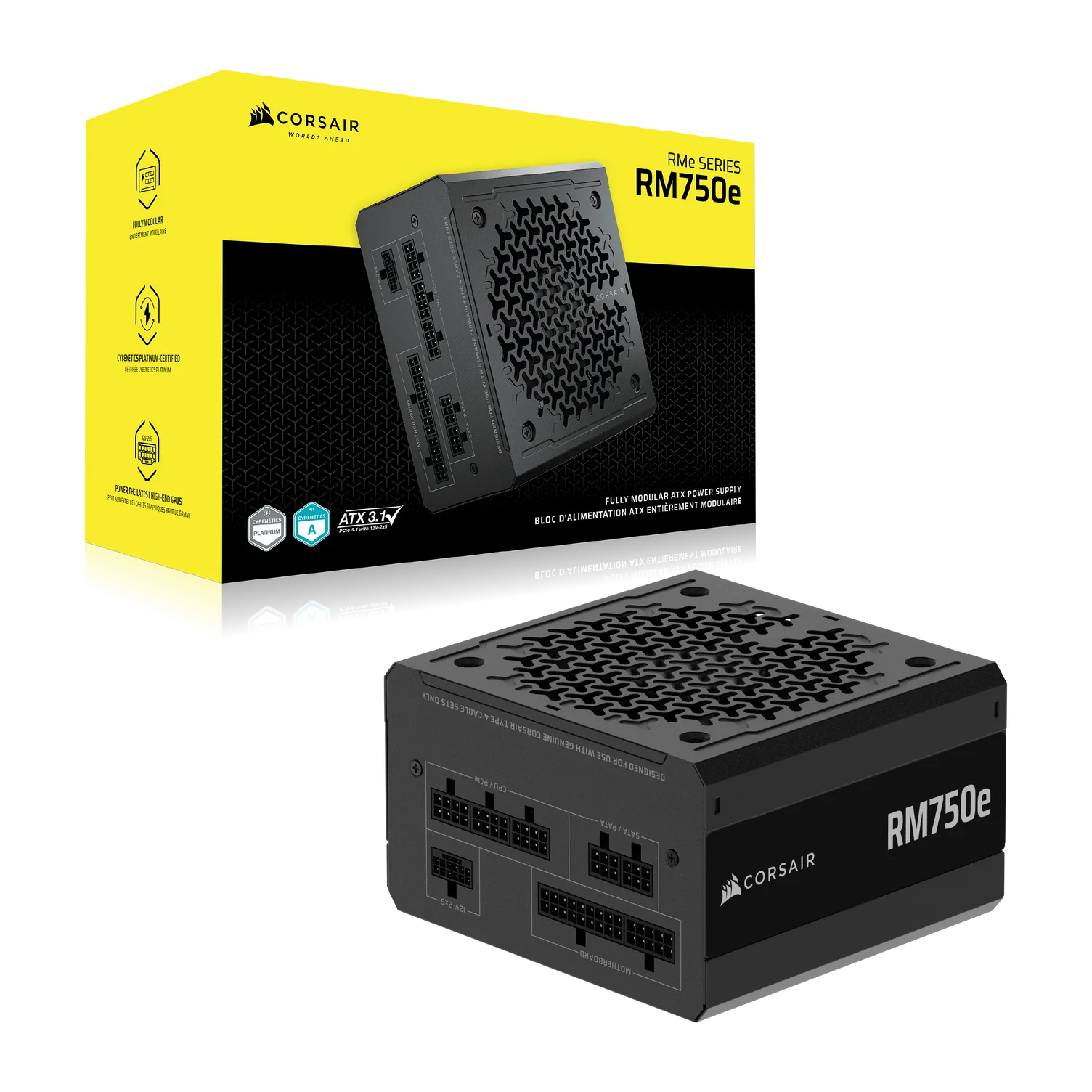 Corsair RMe 750W ATX 3.1 (2025) -virtal&auml;hde, 80 Plus Gold