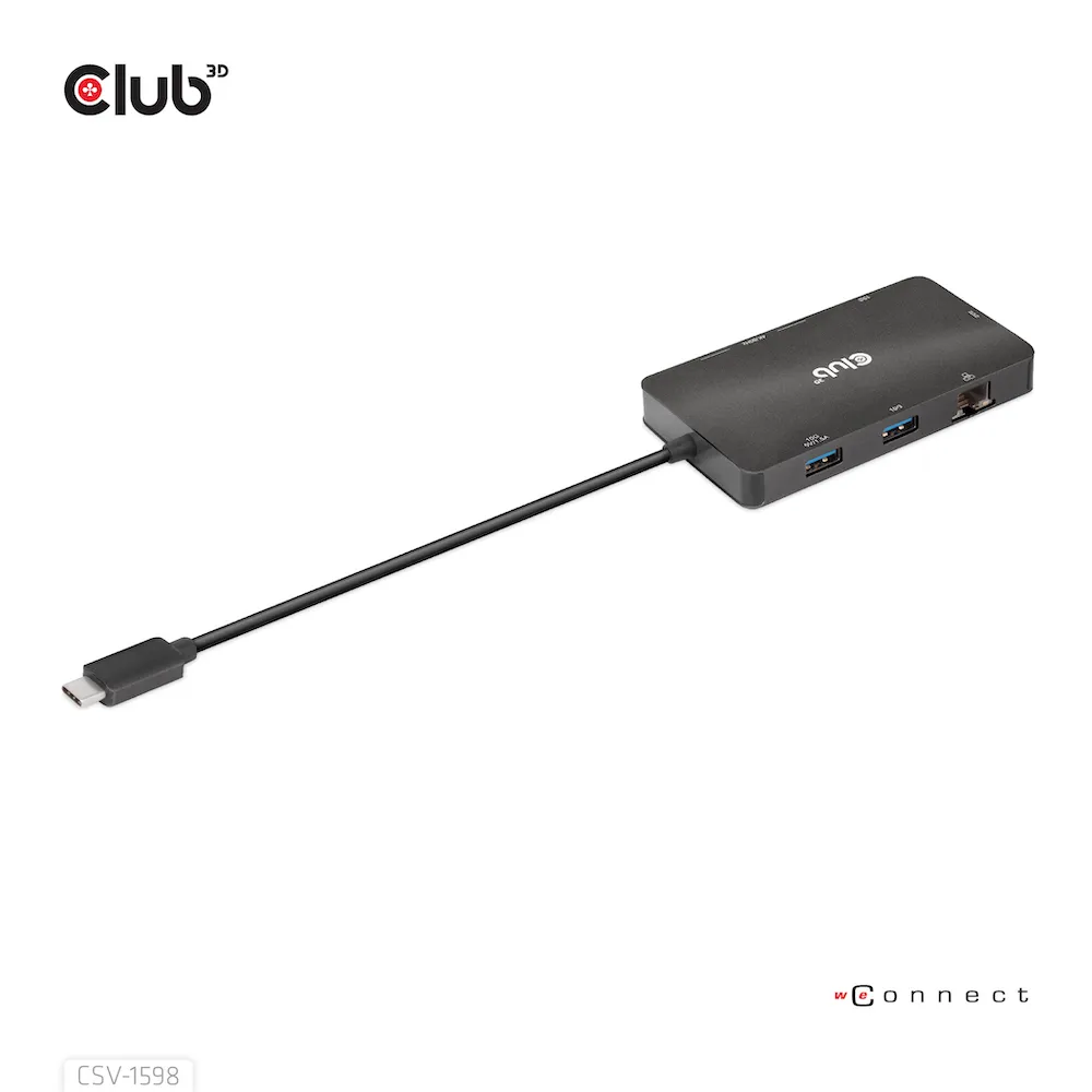 Club 3D 3.2 Gen2 USB-C 7-in-1 - dock, Svart
