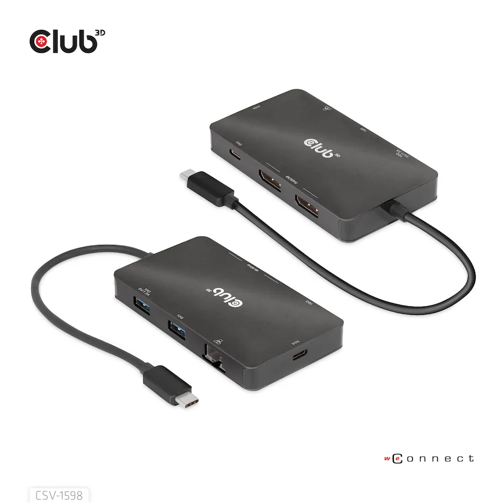 Club 3D 3.2 Gen2 USB-C 7-in-1 - dock, Svart