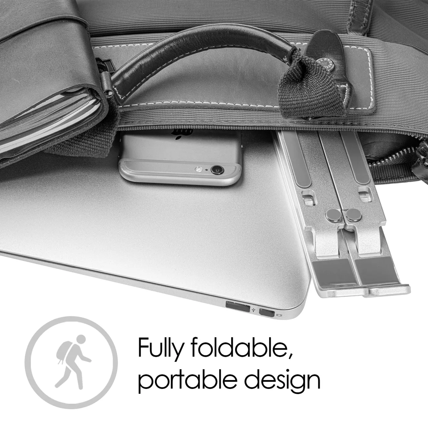 DESIRE2 Foldable Laptop Stand X shaped Aluminium Silver