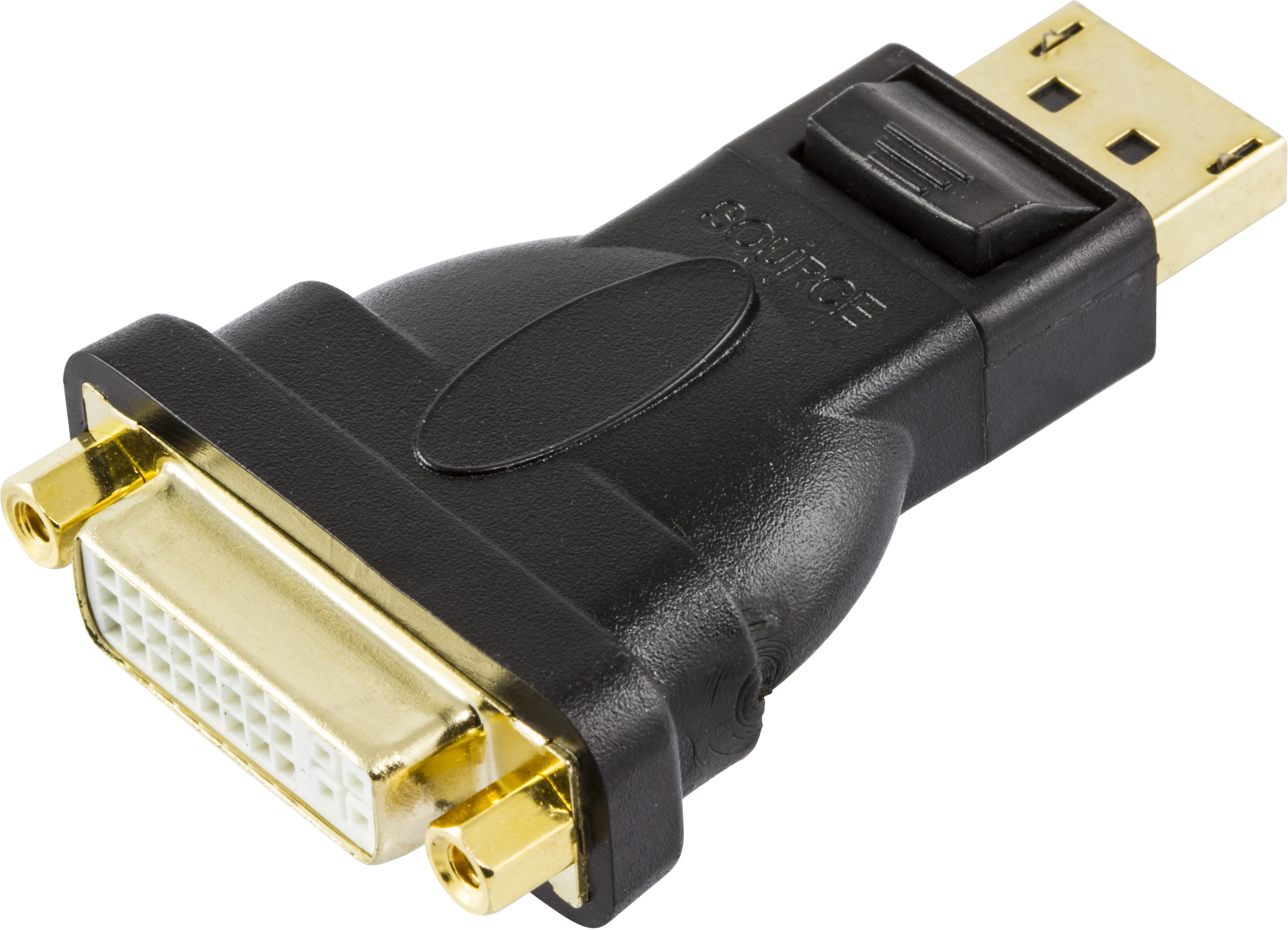 DELTACO DisplayPort till DVI-I Dual Link adapter, ha - ho, svart